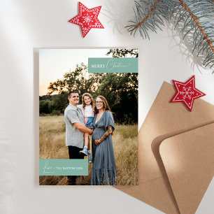 Cartes Pour Fêtes Annuelles Portrait familial minimaliste Green Retro Boho