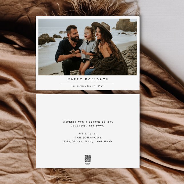 Cartes Pour Fêtes Annuelles Portrait familial moderne Plage côtière Noël (Créateur téléchargé)