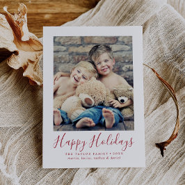 Cartes Pour Fêtes Annuelles Portrait minimaliste Red Happy Holidays