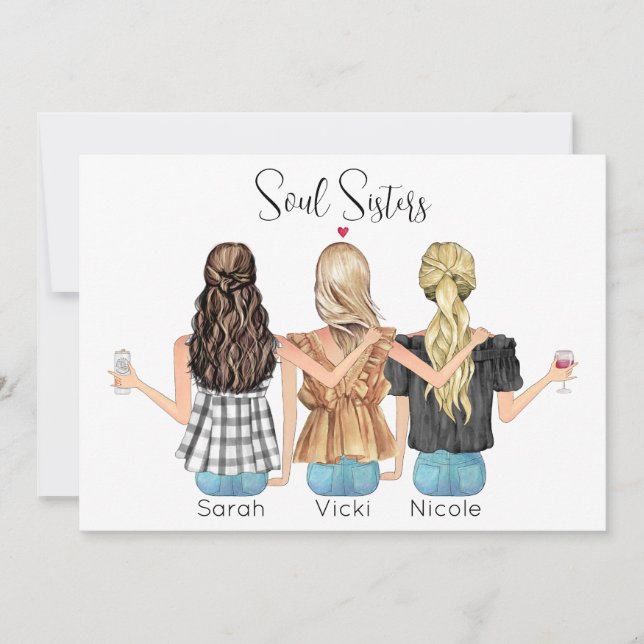 Cartes Pour Fêtes Annuelles Portrait personnalisé des meilleurs amis (Devant)