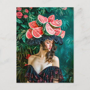 Cartes Pour Fêtes Annuelles Portrait Rose de pastèque Imaginaire