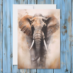 Cartes Pour Fêtes Annuelles Portrait Safari Eléphant Africain