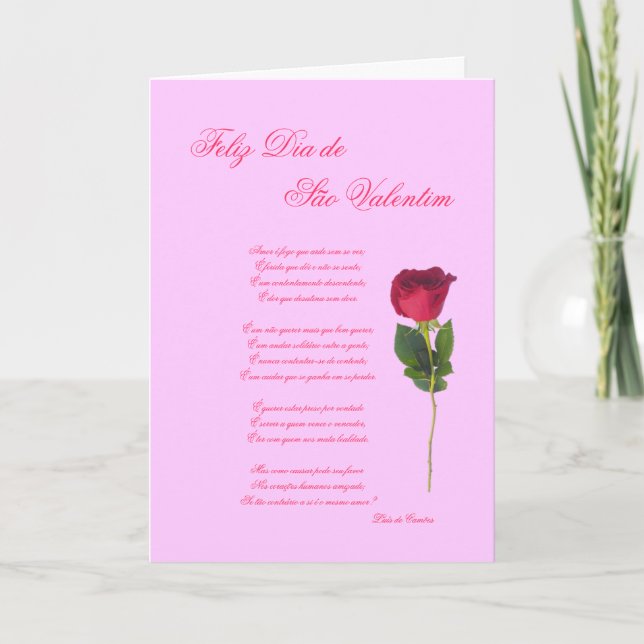 Cartes Pour Fêtes Annuelles Portugais : poema e rosa - Saint-Valentin (Devant)