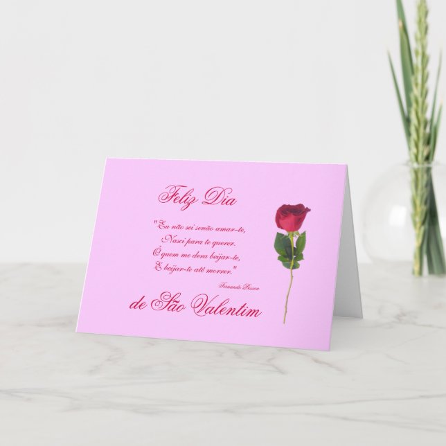 Cartes Pour Fêtes Annuelles Portugais : poème d'amour et jour rouge de (Devant)