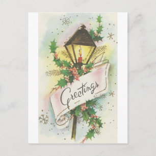Cartes Pour Fêtes Annuelles Poste Vintage Lampe de Noël