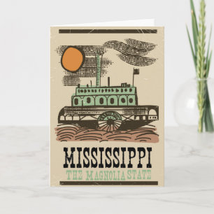 Cartes Pour Fêtes Annuelles Poster de voyage vintage bateau du fleuve Mississi