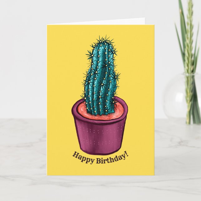 Cartes Pour Fêtes Annuelles Pot de cactus drôle anniversaire psychédélique tri (Devant)