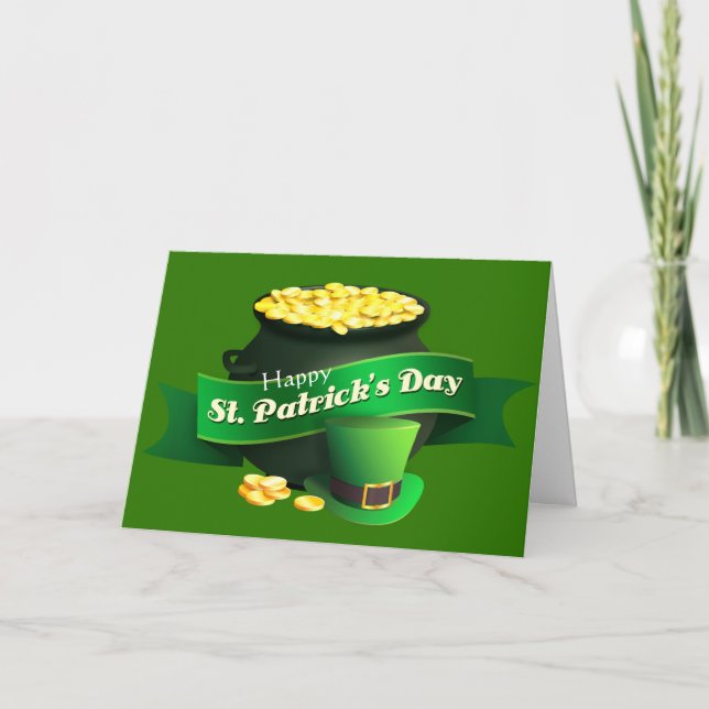 Cartes Pour Fêtes Annuelles Pot du jour de St Patrick d'or (Devant)