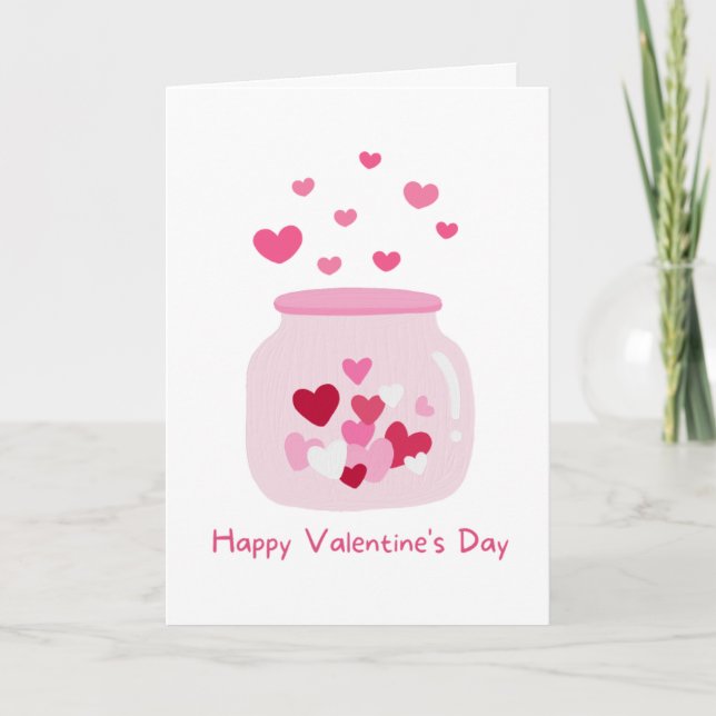 Cartes Pour Fêtes Annuelles Pot Mason Cœur Amour Saint Valentin (Devant)
