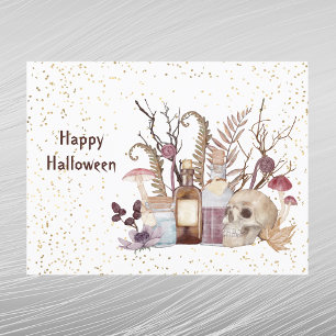 Cartes Pour Fêtes Annuelles Potions de squelette d'Halloween Champignons Flora