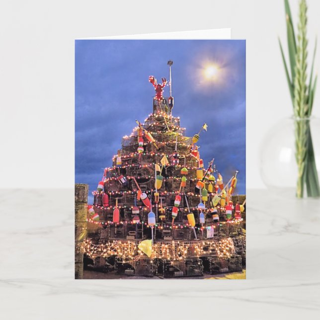 Cartes Pour Fêtes Annuelles Pots de homard à la nuit (Devant)