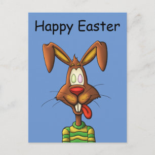 Cartes Pour Fêtes Annuelles pouf fou lapin de pâques dessin drôle dessin animé