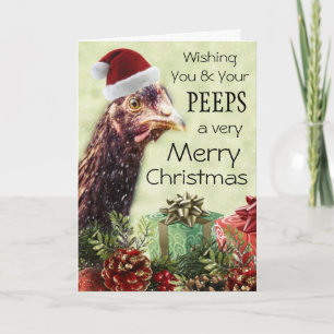 Cartes Pour Fêtes Annuelles Poulet de Noël à Santa Hat