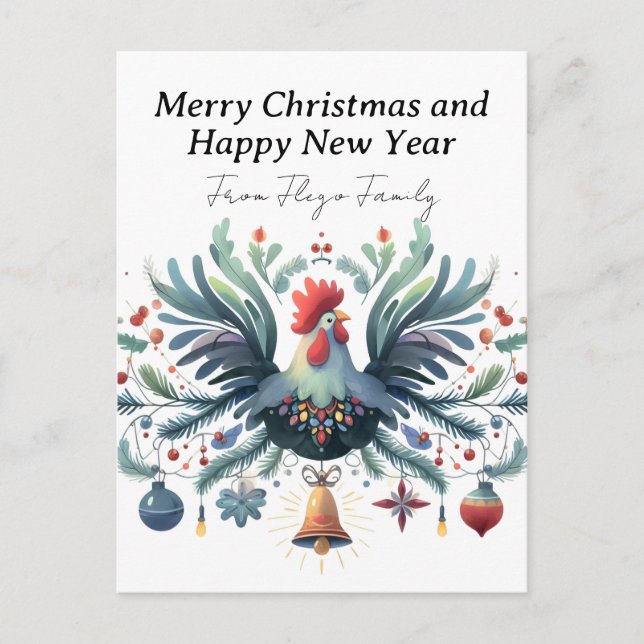 Cartes Pour Fêtes Annuelles Poulet Festif (Devant)