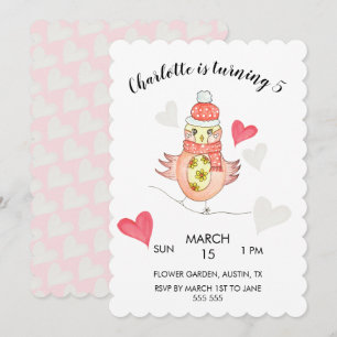 Cartes Pour Fêtes Annuelles Poulet mignon dans l'amour, Coeurs Aquarelle