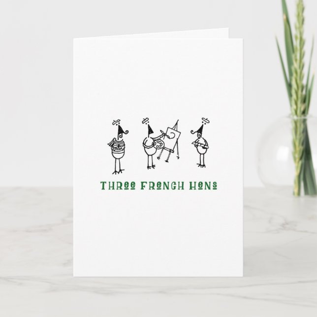 Cartes Pour Fêtes Annuelles Poulets à bâtons trois poules françaises (Devant)