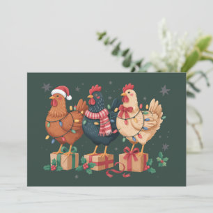 Cartes Pour Fêtes Annuelles Poulets de Noël mignons Ferme de vacances amusante