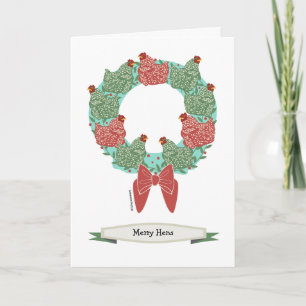 Cartes Pour Fêtes Annuelles Poulets de Noël sur couronne/motif intérieur.v2
