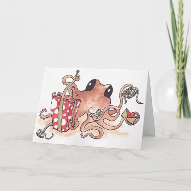 Cartes Pour Fêtes Annuelles Poulpe emballage cadeau (Devant)