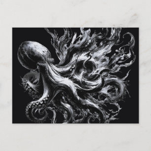 Cartes Pour Fêtes Annuelles Poulpe Kraken Fluide Encre Abstraite