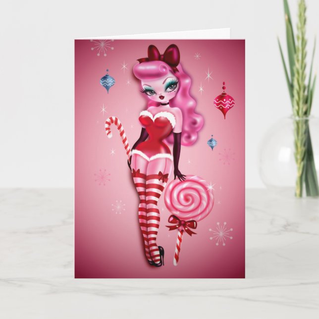Cartes Pour Fêtes Annuelles Poupée de Noël vers le haut (Devant)