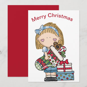 Cartes Pour Fêtes Annuelles Poupée De Sac De Noël Tenant Un Stocking