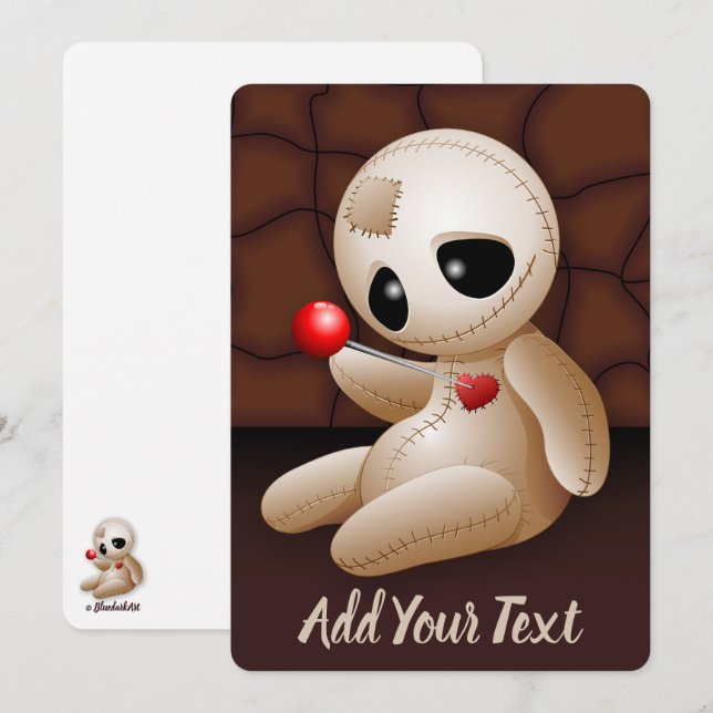 Cartes Pour Fêtes Annuelles Poupée Vaudou Dessin Animé en Amour (Devant / Derrière)