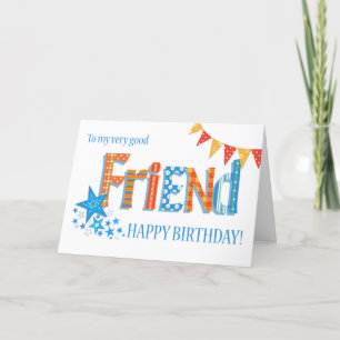 Cartes Pour Fêtes Annuelles Pour Ami Birthday Bright Bund et Stars Card