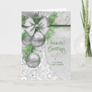 Cartes Pour Fêtes Annuelles pour Bonnes Fêtes Collègue Argent Ornements