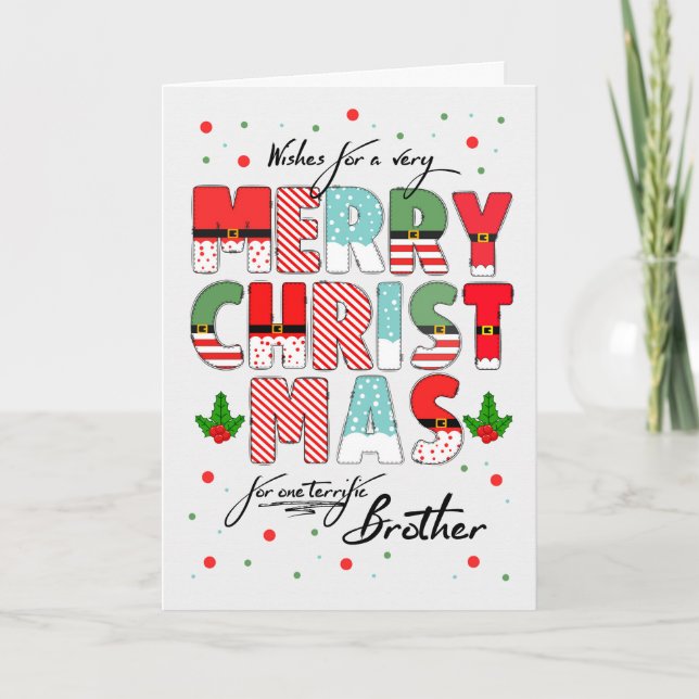 Cartes Pour Fêtes Annuelles pour Brother Joyeux Noël Décoré (Devant)