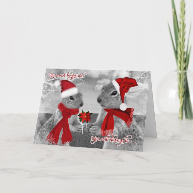 Cartes Pour Fêtes Annuelles pour copain Romantique Noël écureuil amour (Devant)