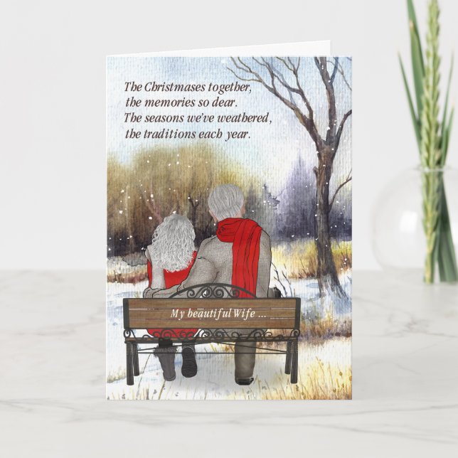 Cartes Pour Fêtes Annuelles pour Couple de Citoyens Seniors Noël Hiver (Devant)