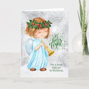 Cartes Pour Fêtes Annuelles pour fille Noël Angel fille et pins