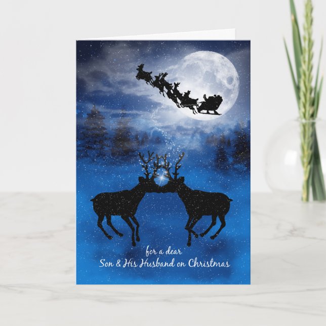Cartes Pour Fêtes Annuelles pour Fils et Mari Baiser Reindeer Noël (Devant)