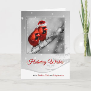 Cartes Pour Fêtes Annuelles pour Godparents paire de cardinaux rouges Noël