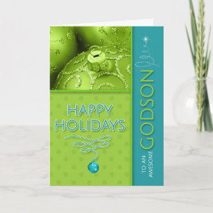 Cartes Pour Fêtes Annuelles pour Godson Green et Turquoise Modern Holiday