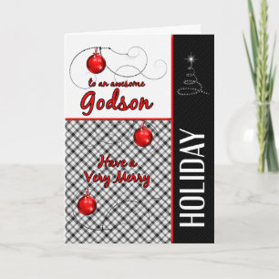 Cartes Pour Fêtes Annuelles pour Godson Sporty Red et Black Plaid