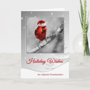 Cartes Pour Fêtes Annuelles pour grand-mère à Noël cardinal rouge
