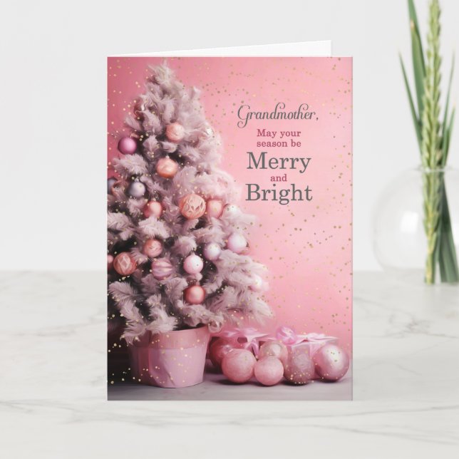Cartes Pour Fêtes Annuelles pour Grand-mère Joyeux et rose vif Noël (Devant)