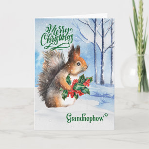 Cartes Pour Fêtes Annuelles pour grand neveu Noël écureuil hiver bois d'hiver