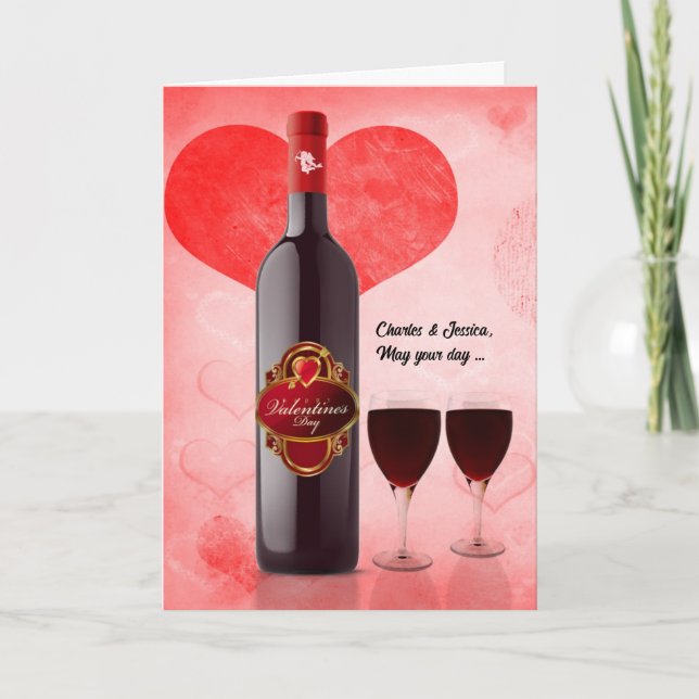 Cartes Pour Fêtes Annuelles pour la Saint-Valentin de votre vin (Devant)