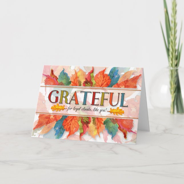 Cartes Pour Fêtes Annuelles pour les clients Grateful Thanksgiving Feuilles af (Devant)