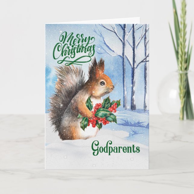 Cartes Pour Fêtes Annuelles pour les parents d'enfants Écureuil de Noël Hiver  (Devant)