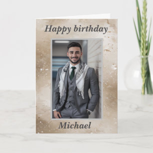 Cartes Pour Fêtes Annuelles Pour lui Photo Joyeux voeux d'anniversaire Biege