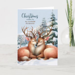 Cartes Pour Fêtes Annuelles pour Mari de Noël romantique des rennes
