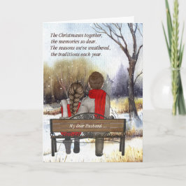 Cartes Pour Fêtes Annuelles pour mari jeune couple caucasien Noël