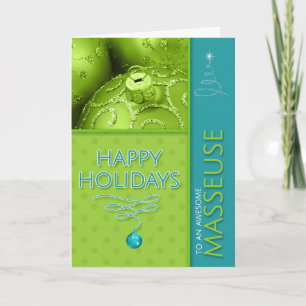 Cartes Pour Fêtes Annuelles pour Masseuse Green et Turquoise Modern Holiday