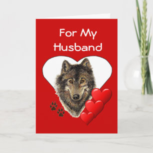 Cartes Pour Fêtes Annuelles Pour mon loup Valentine d'aquarelle de mari