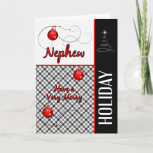 Cartes Pour Fêtes Annuelles pour Nephew Red, Black et White Holiday