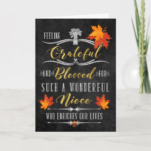 Cartes Pour Fêtes Annuelles pour Niece Thanksgiving Blessures Automne Chalk